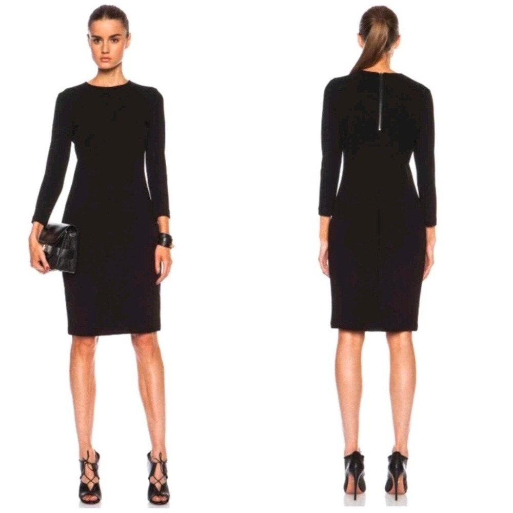 Vince Sheath Dress Women S Black Viscose Minimalist Long Sleeve Classic Luxury